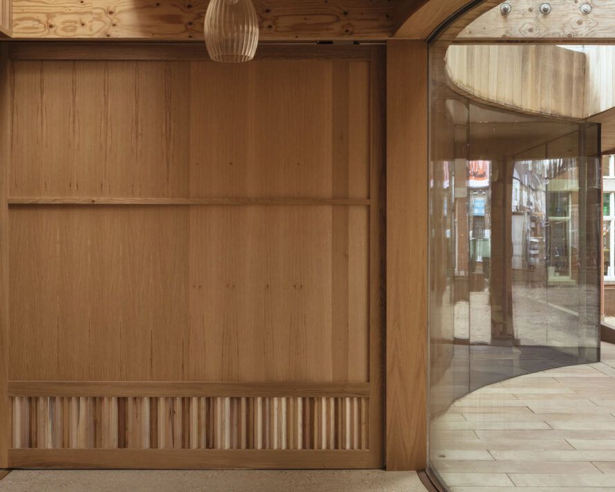 Wood wall within the library