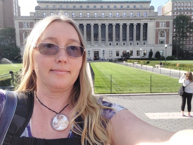 Aya morris selfie in front of Butler library