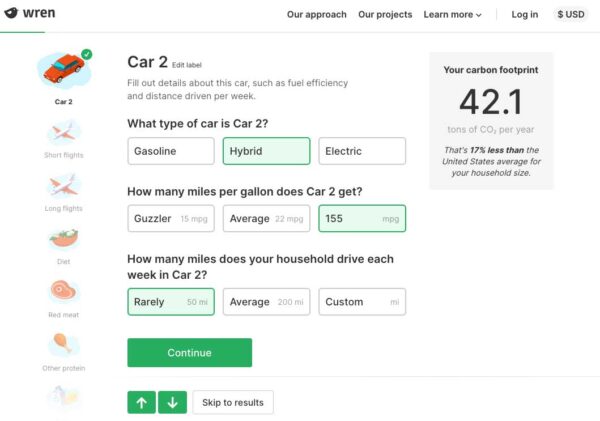 Wren's carbon calculator