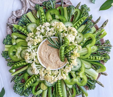 Edible veggie and dip decoration