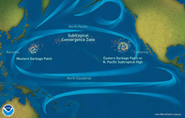Simplified map of the Pacific Ocean.