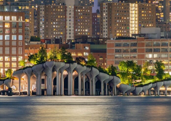 A night-time photo of NYC