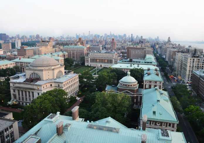 A aerial photo of the Columbia campus 